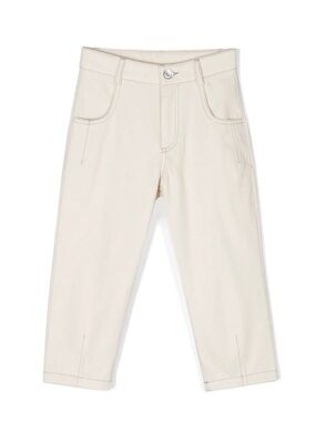 Farfetch Eleventy Kids Contrast Stitching Cotton Trousers